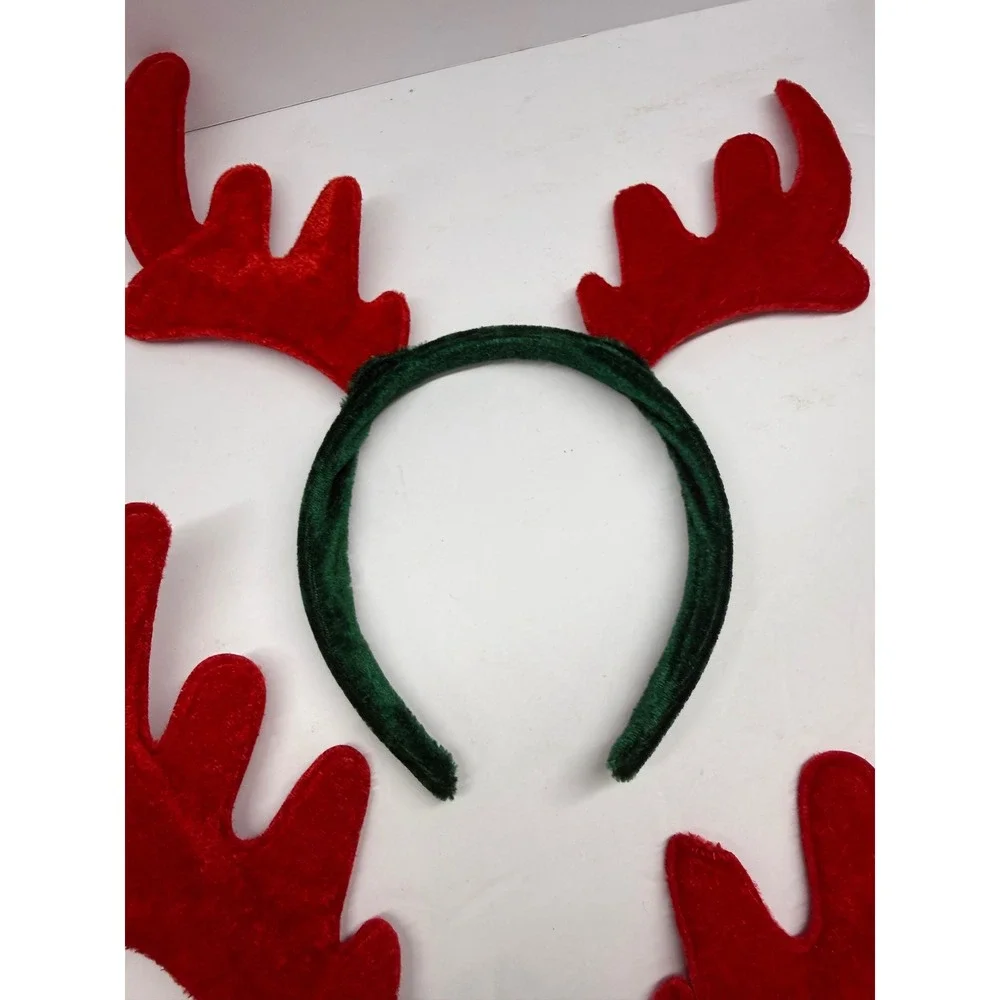 Christmas Reindeer Antler Headband Lot 4pc Holiday Party Accessories Red Green